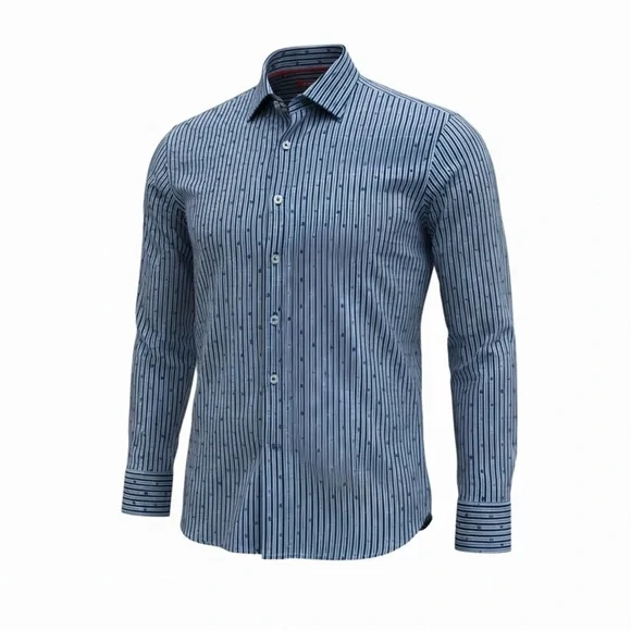 NWT VISCONTI BLACK Men's Patterned Striped Shirt Size Medium​ - Picture 2 of 13